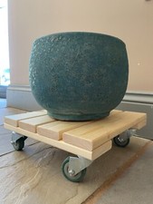 Wooden Plant Pot Trolley Mover Stand Wheels Flower Planter Caddy Heavy Duty 