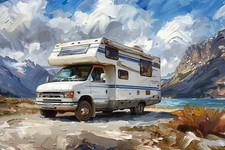 Camper van Motorhome Canvas Picture Print Wall Art