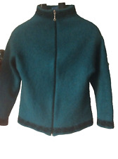 The Antarctic Shop New Zealand Cardigan Women medium Green Wool  Zip 3/4 Sleeves