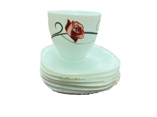 Opal glass red rose white - glass,