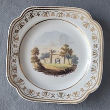 ANTIQUE STAFFORDSHIRE HAND PAINTED ENTRANCE GATE SCENE C1825 PLATE C1825