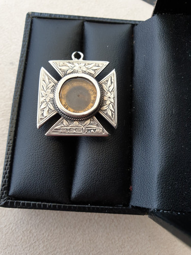 Antique silver compass fob - fob,