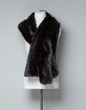 Zara Black Faux Fur Maxi Stole