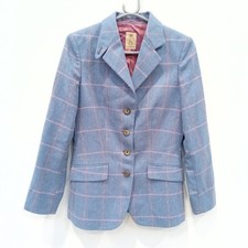 Cording's Ladies Tweed Blazer UK 10 Blue Check 100% Wool Jacket RMF30-SM