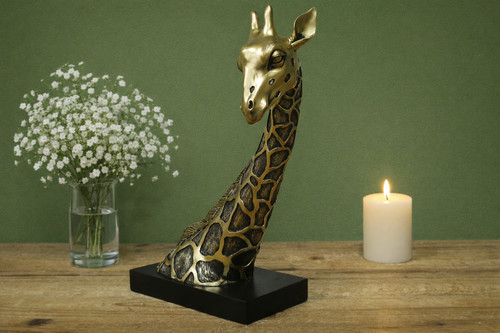Black gold resin giraffe - resin,