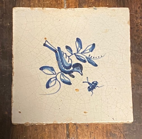 Dutch delft tile depicting - a,