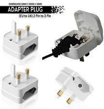 EU 2 Pin to UK 3 Pin Plug