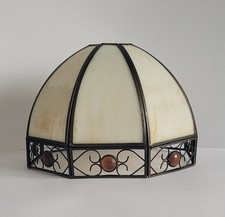 Tiffany Style Cream Stained Glass with Amber Style Gems Ceiling Light Shade