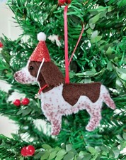 Springer Spaniel Dog Felt Christmas Tree Decorations with Detachable Party Hat