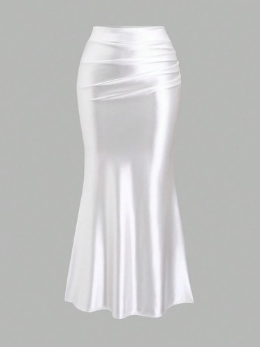 White pleated fishtail - white,