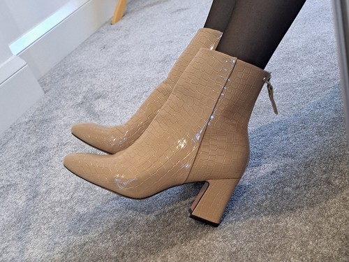 Topshop beige faux patent - beige,