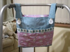 BAG FOR WALKING FRAME/ZIMMER FRAME 4 POCKET - AQUA/FLORAL/TEDDY