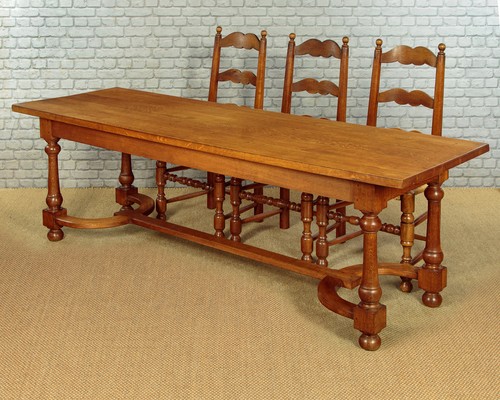 Oak refectory dining table - oak,