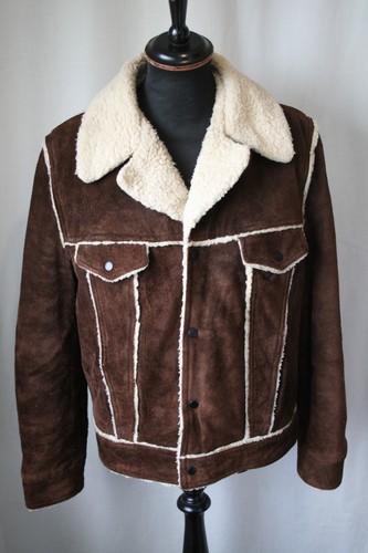 Vtg suede western trucker - , faux