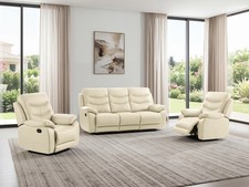 CREAM Italian Leather 3 Seater