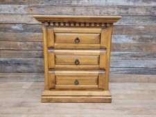 Vintage Rustic Pine Mexican Style Three Drawer Storage Chest