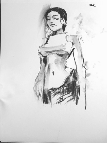Charcoal portrait drawing - charcoal,