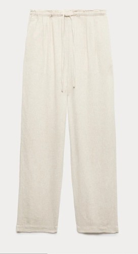 Beige linen mix tapered - beige,