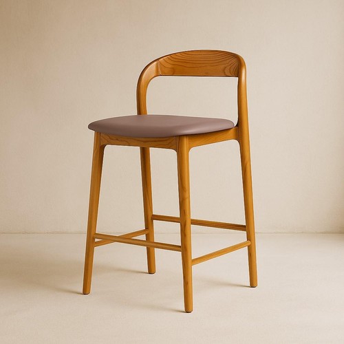 Grey leather bar stool - grey,