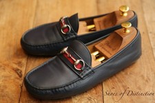 Gucci Navy Blue Leather Silver