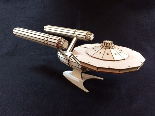 Laser cut wooden starship - laser,