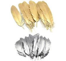 Beautiful Large Gold Silver Goose Feathers Arts Crafts Hat Costume Wedding 6-9''