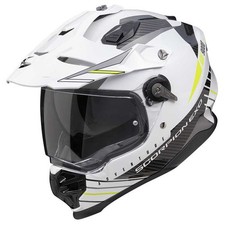 SCORPION ADF-9000 FEAT WHITE BLACK YELLOW MOTORCYCLE FULL FACE ADVENTURE HELMET