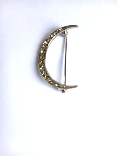 Vintage clear crystal crescent - vintage,