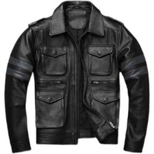 Leather Cargo Pockets Jacket