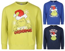 Mens Christmas Sweatshirt The Grinch Xmas Jumper M to XXL Novelty Festive Top