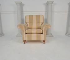 Duresta Mayfair Cream Beige Gold Stripe Scroll Arm Chair - RRP £1,950