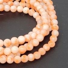 VINTAGE Genuine Angel Skin Coral Beaded Eternity Necklace 34" 4mm