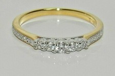 9ct Yellow Gold on Silver  Simulated Diamond 5 Stone Eternity Ring sizes J to V