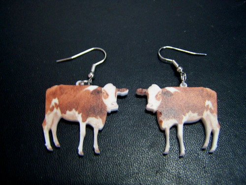 Pair acrylic guernsey cow - a,