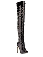 BNIB 3 BLACK PEEP TOE LACE UP