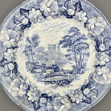 Antique Georgian Blue and White Plate Castle Scene c1820 25cm Transferware