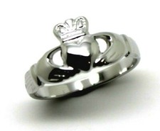 Kaedesigns Genuine Solid 9ct 9ct White Gold Irish Claddagh Ring Size P