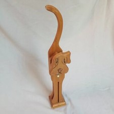 Wooden dog doorstop vintage dog door stay brown tall Tail dog Door wedge 20 inch