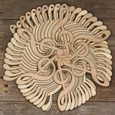 10x Wooden Treble Clef