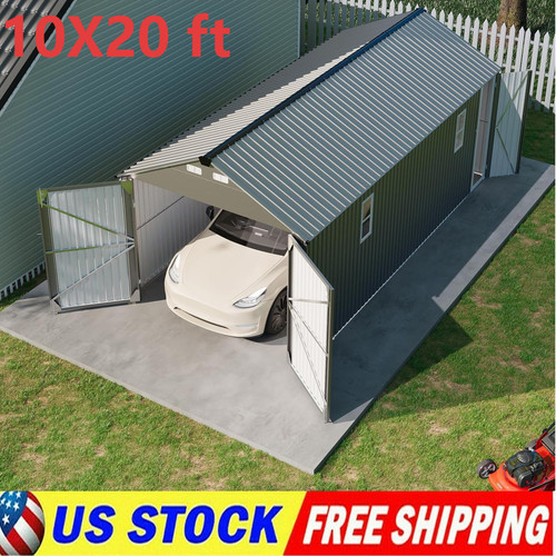 10x20ft enclosed metal carport - enclosed,