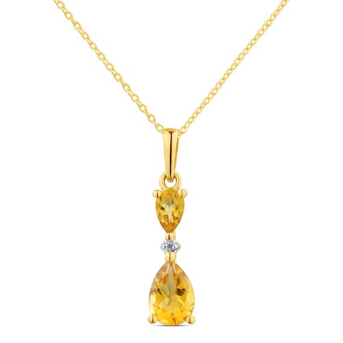 9ct yellow gold pear - 9ct, citrine