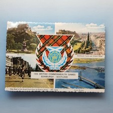 Edinburgh Postcard C1970 Commonwealth Games Souvenir Pipe Band + Views Scotland