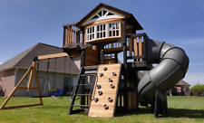 Kids Garden Playhouse Large Outdoor Playcentre Wooden Tree House Swing Slide Set