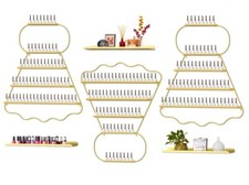 5 Tier Gold Wall Mounted Nail Polish Display Storage Rack Organiser 6 Piece Set