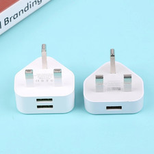 UK Mains 3 Pin Plug Adapter Wall Charger 1/2/3-Port Dual USB For Phones Tablets