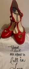Lulu Guinness Red Leather Shoes, size 41 UK. VGC