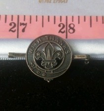 Vintage Scout Badge With Thanks bar brooch No Hallmarks