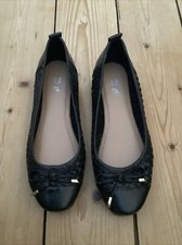 Ladies Leather Flat Shoes By TU Size 5 Black