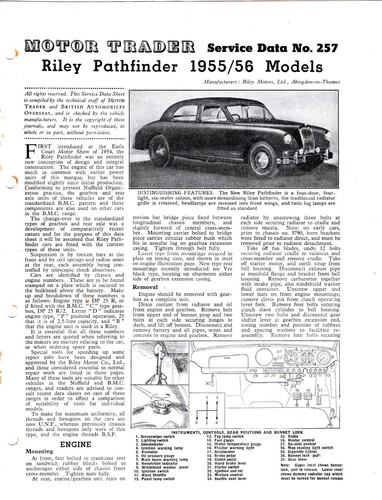 Riley pathfinder 1955 motor - riley, 1955/56