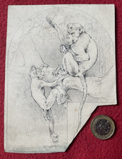 18thC Pencil Drawing upon card